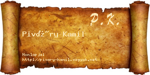 Piváry Kamil névjegykártya